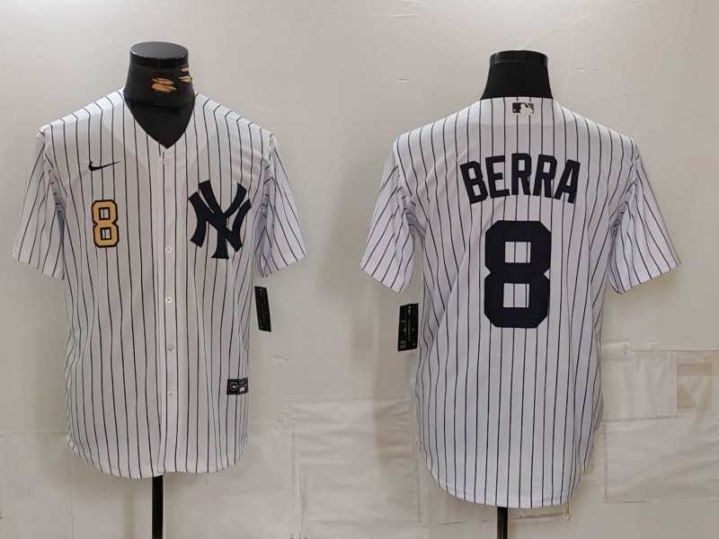 Men%27s New York Yankees #8 Yogi Berra White Stitched Nike Cool Base Throwback Jerseys->new york yankees->MLB Jersey